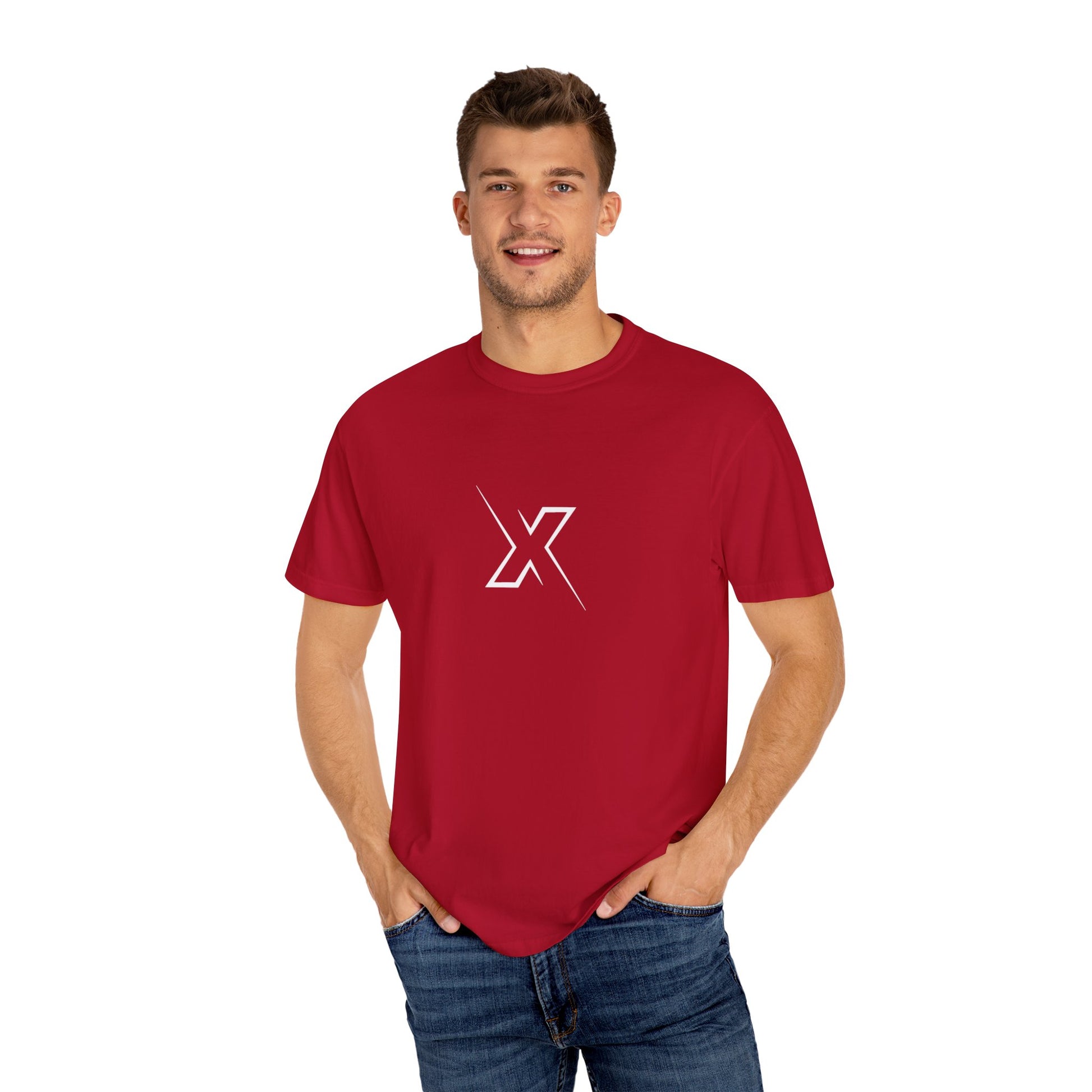 Unisex Garment-Dyed T-shirt with Bold X Design - Casual Everyday Wear