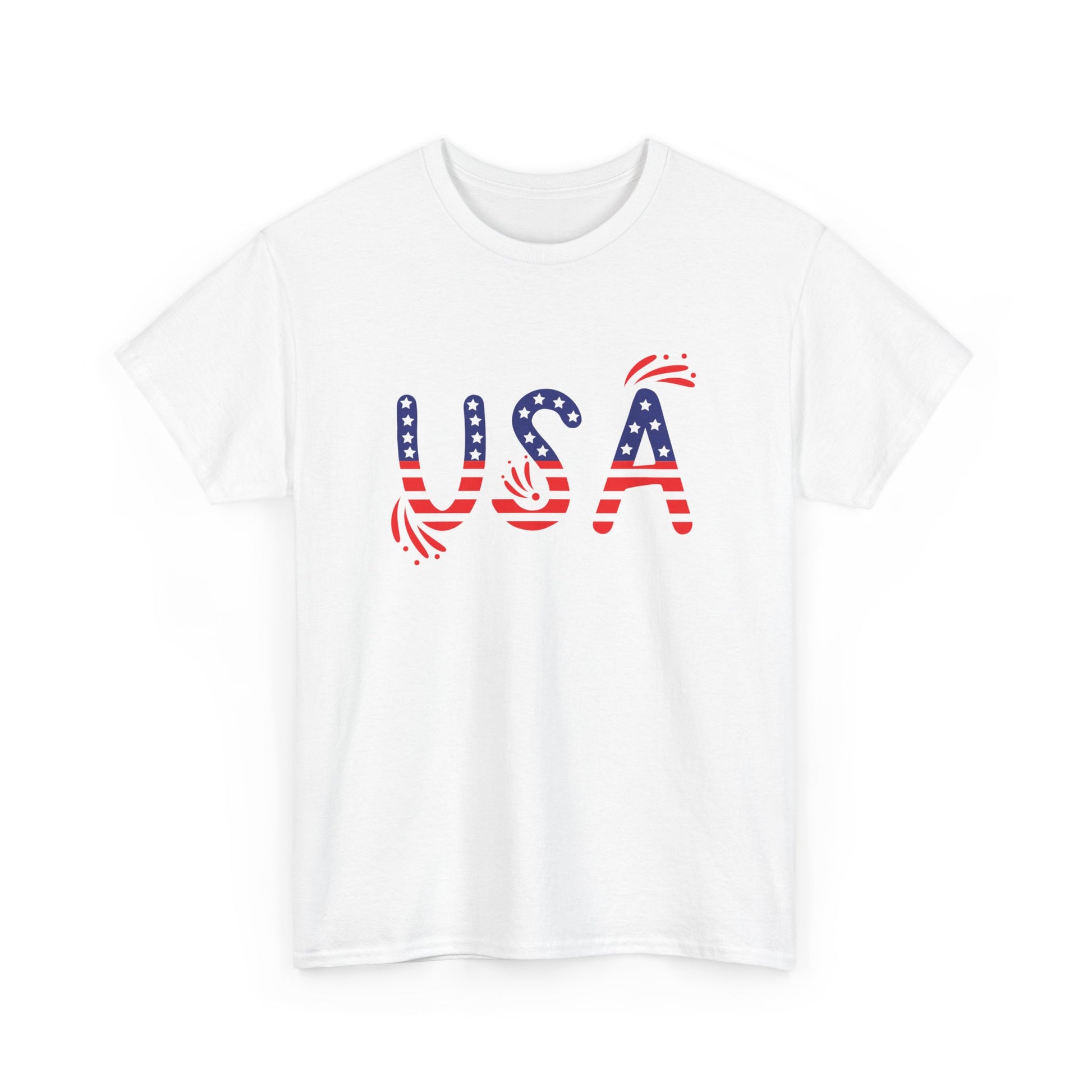Patriotic USA T-Shirt, Unisex Heavy Cotton Tee, Independence Day Gift